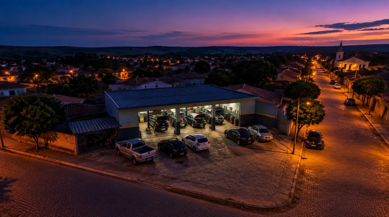 Oficina vista de cima ao entardecer